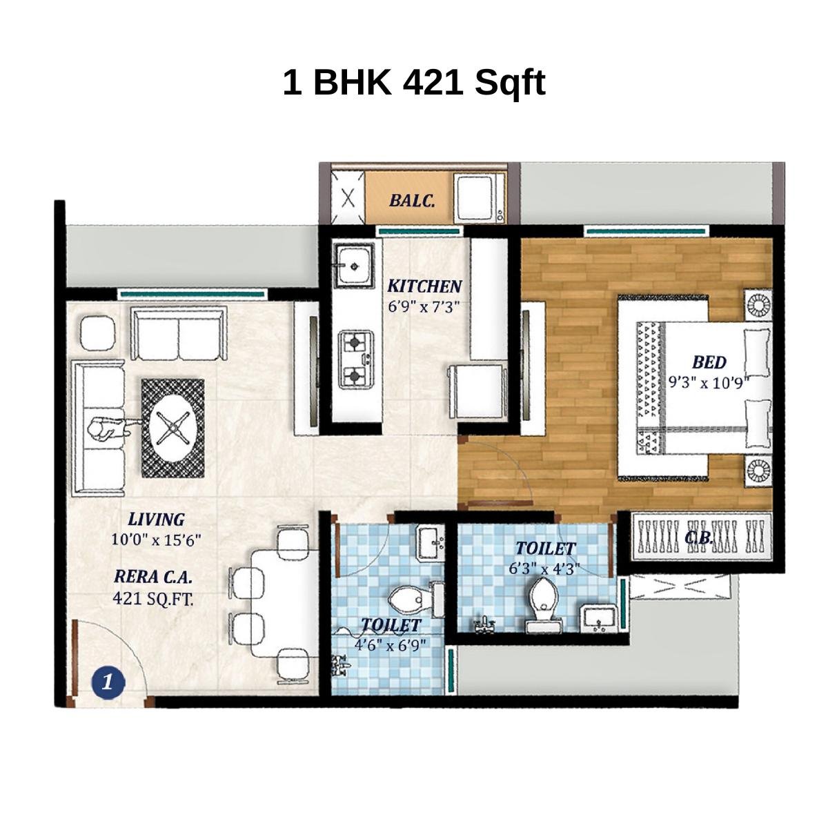 Larkins-Nest-Floor-Plan-1-BHK-421-Sqft